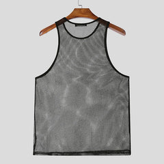 a sexy man in black Men’s Halo Circuit Sparkle Mesh Tank - pridevoyageshop.com - gay men’s harness, lingerie and fetish wear