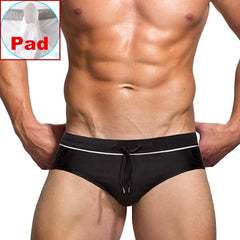 a sexy man in black Men’s Hole Patrol Side Mesh Swim Briefs with pad- pridevoyageshop.com - gay men’s sexy swim briefs, trunks, board shorts, and bikinis