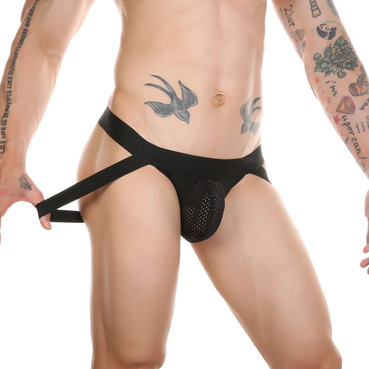 a sexy man in black Men’s Hoop Bandage Harness Jockstrap Men’s Hoop Bandage Harness Jockstrap - pridevoyageshop.com - gay men’s thongs, boxers, briefs and jockstraps
