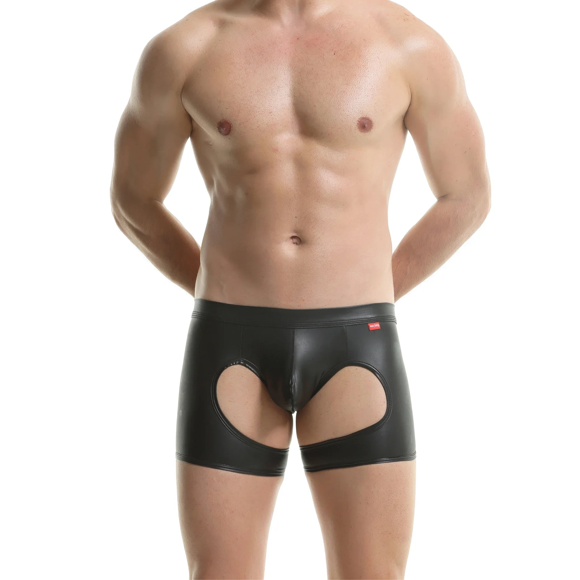 a sexy man in black Men’s Metallic Peephole Boxer - pridevoyageshop.com - gay men’s thongs, boxers, briefs and jockstraps