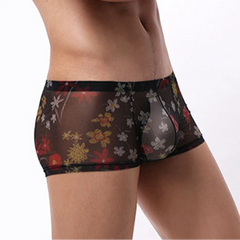 a sexy man in black Men’s Print See-Through Boxers - pridevoyageshop.com - gay men’s thongs, boxers, briefs and jockstraps