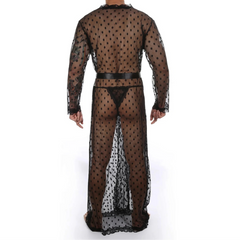 a sexy man in black Men’s Private Show Sheer Robe Set – pridevoyageshop.com – gay men’s sexy swim briefs, trunks, board shorts, and bikinis