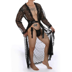 a sexy man in black Men’s Private Show Sheer Robe Set – pridevoyageshop.com – gay men’s sexy swim briefs, trunks, board shorts, and bikinis