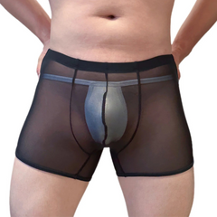 a sexy man in black Men’s See-Through Mesh Male Power Show Boxers - pridevoyageshop.com - gay men’s thongs, boxers, briefs and jockstraps