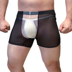 a sexy man in black Men’s See-Through Mesh Male Power Show Boxers - pridevoyageshop.com - gay men’s thongs, boxers, briefs and jockstraps