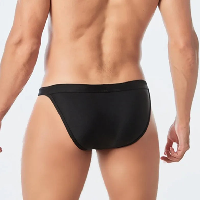 a sexy man in black Men’s Show Pony Drawstring Swim Briefs - pridevoyageshop.com - gay men’s sexy swim briefs, trunks, board shorts, and bikinis