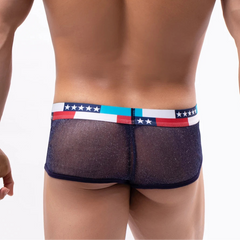 a sexy man in black Men's Star-Spangled Sparkle Sheer Boxers - pridevoyageshop.com - gay men’s thongs, boxers, briefs and jockstraps