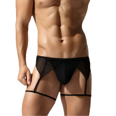 a sexy man in black Men’s Stripper Thong and Garter Set - pridevoyageshop.com - gay men’s thongs, boxers, briefs and jockstraps
