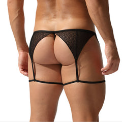 a sexy man in black Men’s Stripper Thong and Garter Set - pridevoyageshop.com - gay men’s thongs, boxers, briefs and jockstraps