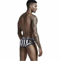 a sexy man in black Men’s TAUWELL Striped Jock Briefs - pridevoyageshop.com - gay men’s thongs, boxers, briefs and jockstraps