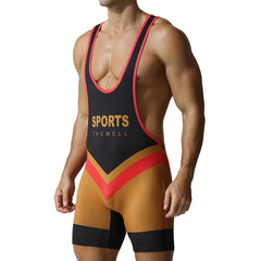 a sexy man in black Men’s Trident Double-Chevron Singlet – pridevoyageshop.com – gay men’s harness, lingerie and fetish wear