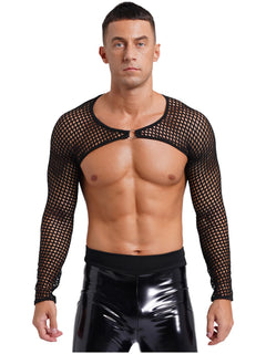 a sexy man in black Night Bracer Ring Net Shrug - pridevoyageshop.com - gay men’s harness, lingerie and fetish wear