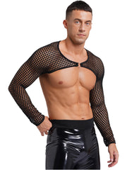 a sexy man in black Night Bracer Ring Net Shrug - pridevoyageshop.com - gay men’s harness, lingerie and fetish wear