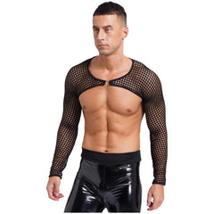 a sexy man in black Night Bracer Ring Net Shrug - pridevoyageshop.com - gay men’s harness, lingerie and fetish wear