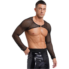 a sexy man in black Night Bracer Ring Net Shrug - pridevoyageshop.com - gay men’s harness, lingerie and fetish wear