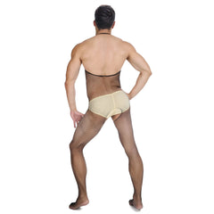 a sexy man in black Open Invite Halter Net Bodystocking - pridevoyageshop.com - gay men’s harness, lingerie and fetish wear