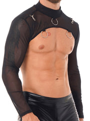 a sexy man in black Ringleader O-Ring Mesh Bolero - pridevoyageshop.com - gay men’s harness, lingerie and fetish wear