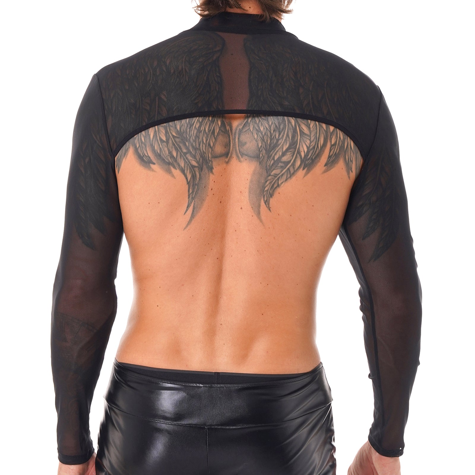 a sexy man in black Ringleader O-Ring Mesh Bolero - pridevoyageshop.com - gay men’s harness, lingerie and fetish wear