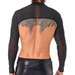 a sexy man in black Ringleader O-Ring Mesh Bolero - pridevoyageshop.com - gay men’s harness, lingerie and fetish wear