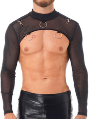 a sexy man in black Ringleader O-Ring Mesh Bolero - pridevoyageshop.com - gay men’s harness, lingerie and fetish wear