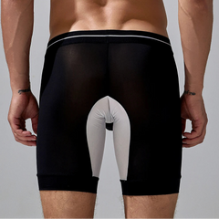 a sexy man in black SEOBEAN Men’s Dominion Long Sheer Boxer Briefs – pridevoyageshop.com – gay men’s sexy swim briefs, trunks, board shorts, and bikinis