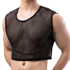 a sexy man in black Short Circuit Net Crop - pridevoyageshop.com - gay men’s harness, lingerie and fetish wear