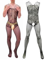 a sexy man in black The Medusa Multi-Strap Lace Cutout Gag - pridevoyageshop.com - gay men’s harness, lingerie and fetish wear