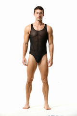 a sexy man in black The Preview Sheer Bodysuit – pridevoyageshop.com – gay men’s harness, lingerie and fetish wear
