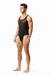a sexy man in black The Preview Sheer Bodysuit – pridevoyageshop.com – gay men’s harness, lingerie and fetish wear