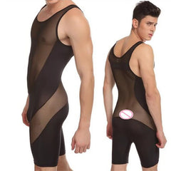 a sexy man in black The Veil Sheer Singlet – pridevoyageshop.com – gay men’s harness, lingerie and fetish wear