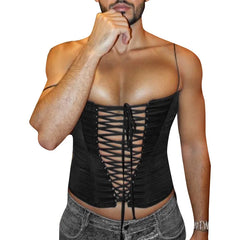a sexy man in black Thirst Agenda Lace Corset Top - pridevoyageshop.com - gay men’s harness, lingerie and fetish wear