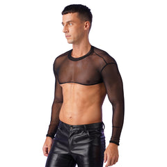 a sexy man in black Underline Sheer Mesh Shrug - pridevoyageshop.com - gay men’s harness, lingerie and fetish wear