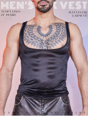 a sexy man in black trim Men’s Serving Décolleté Tank - pridevoyageshop.com - gay men’s harness, lingerie and fetish wear