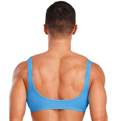 a sexy man in blue Boytoy Deep Scoop Rib Vest - pridevoyageshop.com - gay men’s harness, lingerie and fetish wear