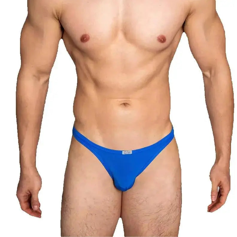 a sexy man in blue DM Men’s “Sissy Skinny” Ice Silk Brief - pridevoyageshop.com - gay men’s thongs, boxers, briefs and jockstraps