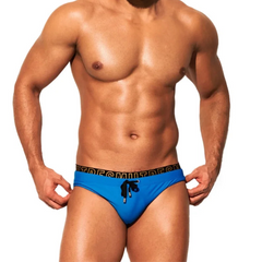 a sexy man in blue Desmiit Men's Wet Agenda Swim Briefs - pridevoyageshop.com - gay men’s sexy swim briefs, trunks, board shorts, and bikinis