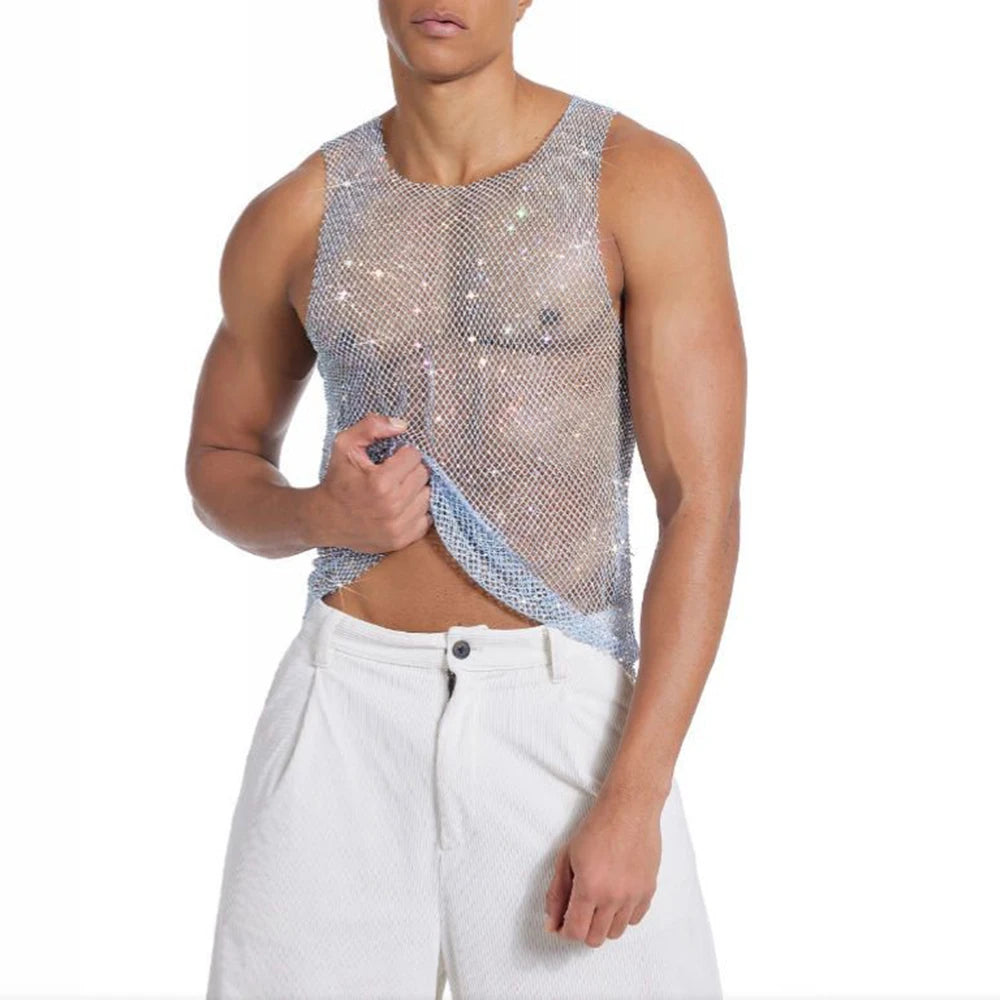 a sexy man in blue Like what you see? Check out our Mesh and Sheer Collection! - pridevoyageshop.com - gay men’s harness, lingerie and fetish wear