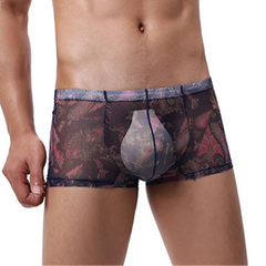 a sexy man in blue Men’s Print See-Through Boxers - pridevoyageshop.com - gay men’s thongs, boxers, briefs and jockstraps