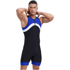 a sexy man in blue Men’s Undertow Wave-Zip Bodysuit – pridevoyageshop.com – gay men’s harness, lingerie and fetish wear