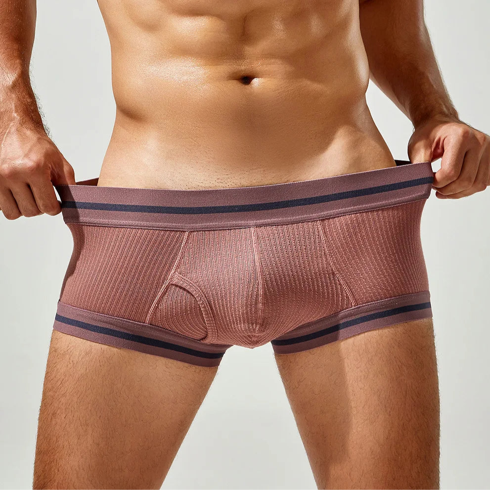 a sexy man in brown Men’s Hard & Proud Ribbed Trunks - pridevoyageshop.com - gay men’s thongs, boxers, briefs and jockstraps