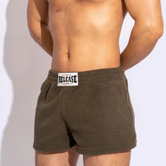 a sexy man in brown Men’s Night Shift Fleece Lounge Shorts – pridevoyageshop.com – gay men’s sexy swim briefs, trunks, board shorts, and bikinis