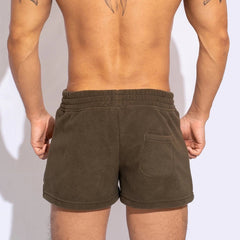 a sexy man in brown Men’s Night Shift Fleece Lounge Shorts – pridevoyageshop.com – gay men’s sexy swim briefs, trunks, board shorts, and bikinis