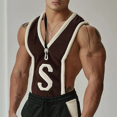 a sexy man in brown Open Season Crop Top – pridevoyageshopcom – gay mens clubwear mesh tanks crop tops fashion tops partywear activewear