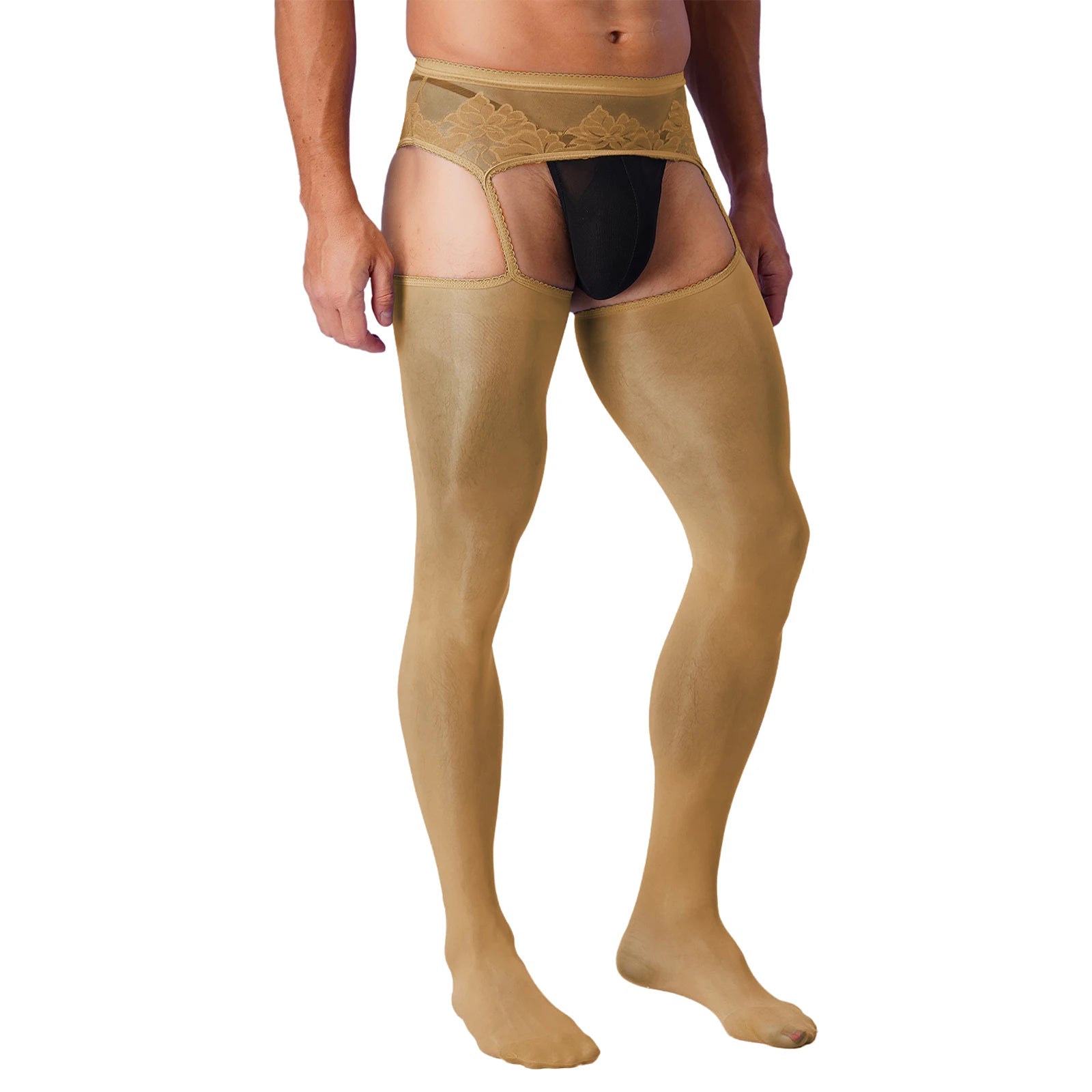 a sexy man in coffee Club Darling Garter Hose - pridevoyageshop.com - gay men’s harness, lingerie and fetish wear