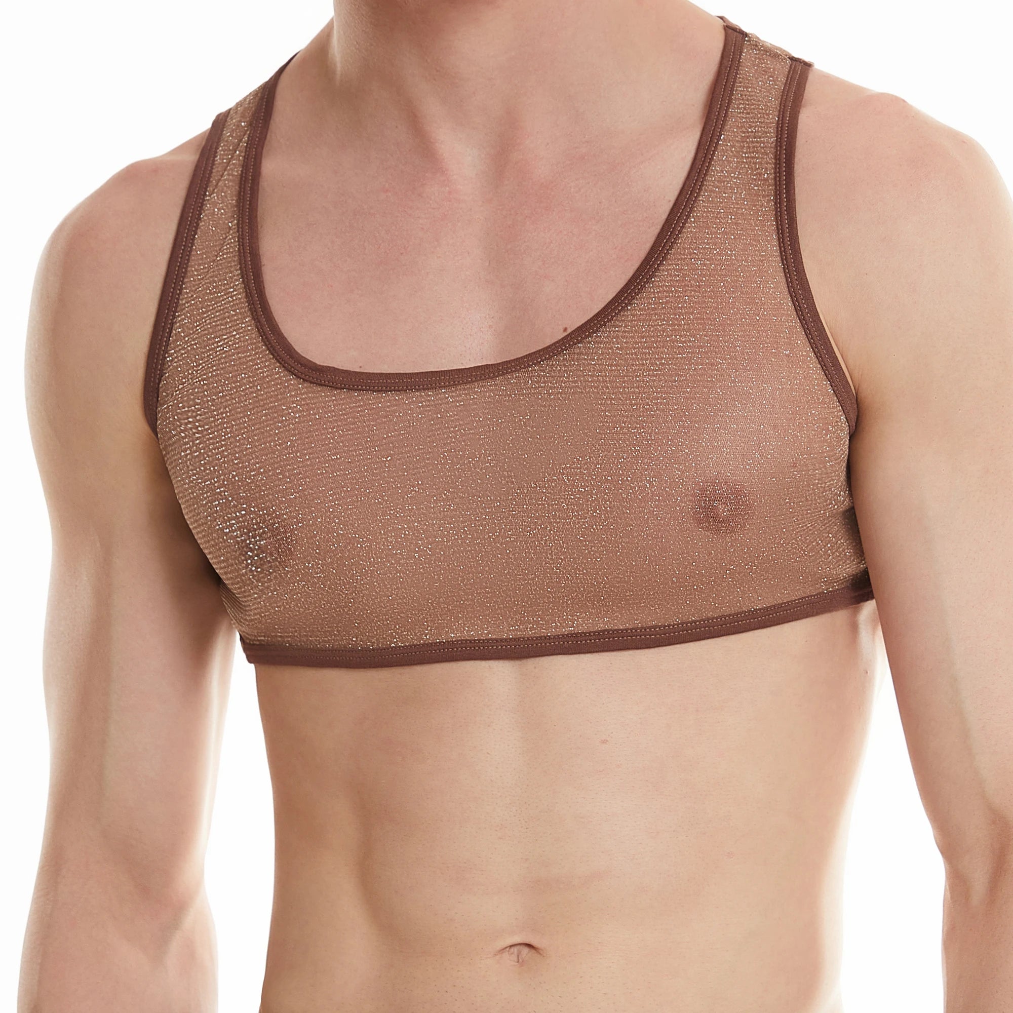 a sexy man in coffee Fire Island Flicker Micro Crop - pridevoyageshop.com - gay men’s harness, lingerie and fetish wear