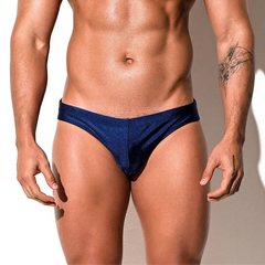 a sexy man in dark blue Desmiit Men’s Trophy Cut Swim Briefs - pridevoyageshop.com - gay men’s sexy swim briefs, trunks, board shorts, and bikinis