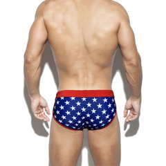 a sexy man in dark blue Men's All-American Swim Briefs - pridevoyageshop.com - gay men’s thongs, boxers, briefs and jockstraps