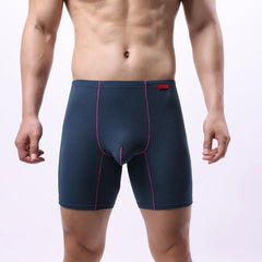 a sexy man in dark blue Men's Glory Big Pouch Waffle-Knit Long Boxers - pridevoyageshop.com - gay men’s thongs, boxers, briefs and jockstraps