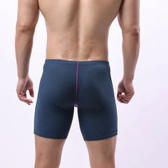 a sexy man in dark blue Men's Glory Big Pouch Waffle-Knit Long Boxers - pridevoyageshop.com - gay men’s thongs, boxers, briefs and jockstraps