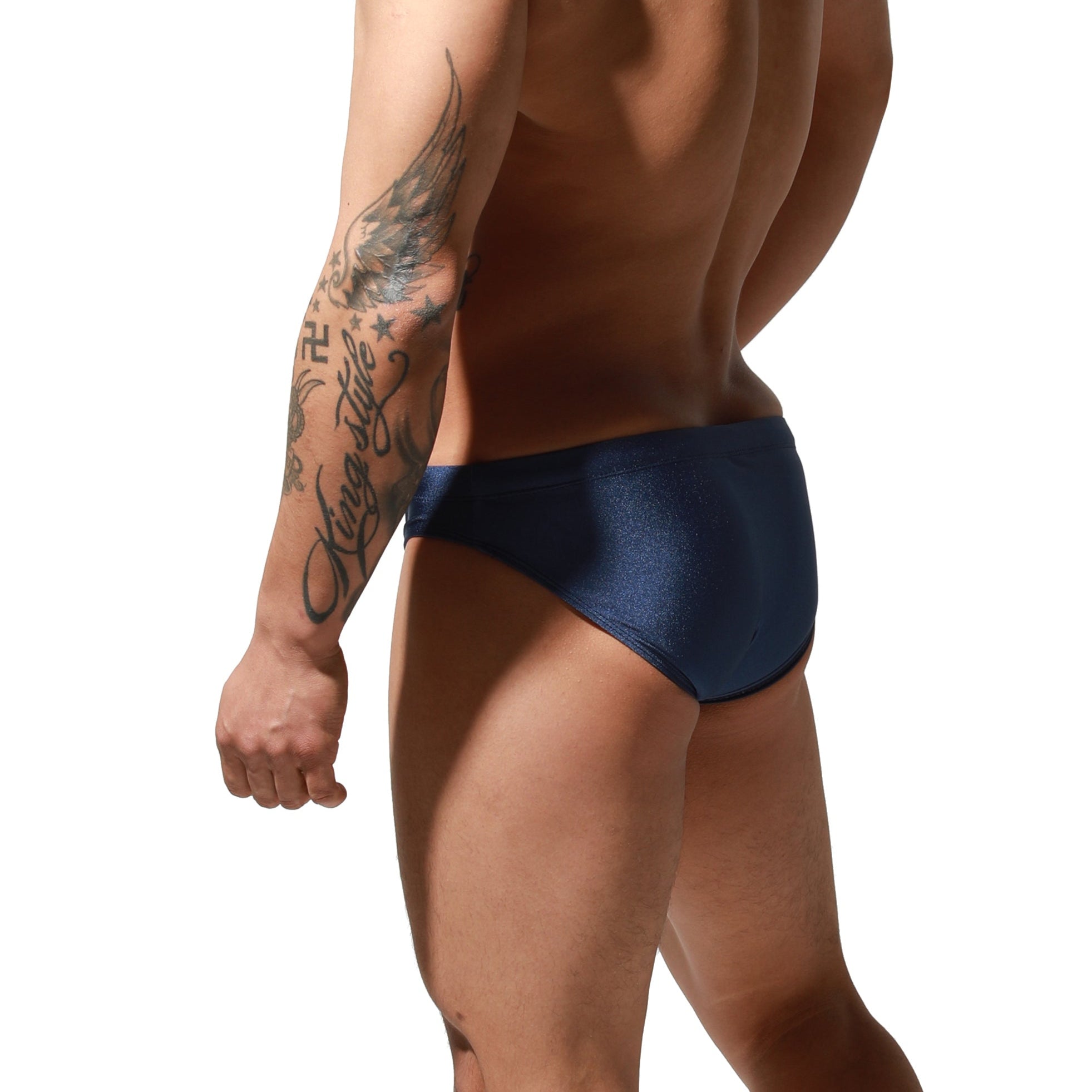 a sexy man in dark blue Men’s Officer on Duty Low Rise Swim Briefs - pridevoyageshop.com - gay men’s sexy swim briefs, trunks, board shorts, and bikinis